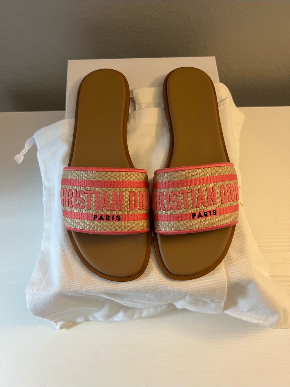 Christian Dior Dway Florilegio Embroidered Heeled Slide Sandal White Sz 40 / 10